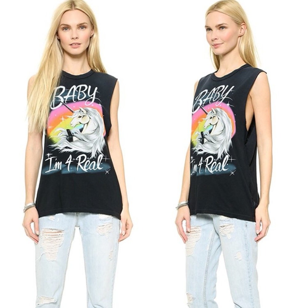 SO SOFT☁️UNIF I’m 4 Real Unicorn Muscle Tee - Picture 2 of 5